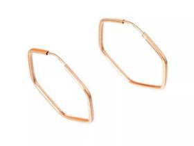 Brincos Feminino Ouro 18k 750 Argola Sextavada