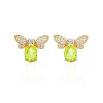 Brincos Feminino Pedra Peridoto Verde Natural Prata 925 Banho de Ouro Brincos Feminino Pedra Peridoto Verde Natural Prata 925 Banho de Ouro