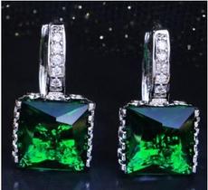 Brincos Feminino Verde Esmelralda Geometrico Cravejado Zirconia BanhoPrata Estilo Luxo Casual Brincos Feminino Verde Esmelralda Geometrico Cravejado Zirconia BanhoPrata Estilo Luxo Casual