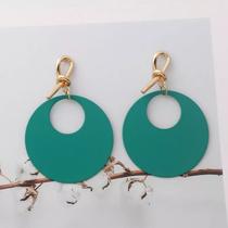 Brincos femininos Circulo Verde com dourado Grande Presente para namorada