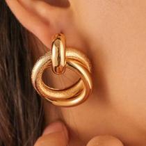 Brincos Femininos Clássicos Simples Geométricos Forma Círculo