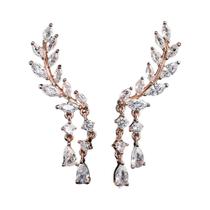 Brincos Femininos Com Borla De Folha, Brincos CZ Cristal Zircônia Asa Joias Para Festa De Casamento