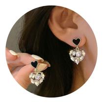 Brincos Femininos Coração Strass Luxo Mulheres Festas Brilho Brincos Femininos Coração Strass Luxo Mulheres Festas Brilho