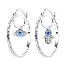 Brincos Femininos De Prata Esterlina 925 Com Estrela E Lua, Zircônia Azul Brilhante, Joia Elegante