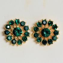 Brincos Femininos de Strass e Base Dourada