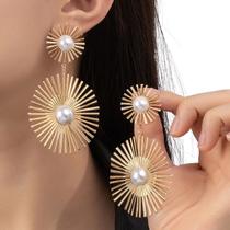 Brincos Femininos Dourado Geométrico Longos Exagerados Luxo