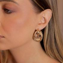 Brincos Femininos Dourado Textura Rabo de Rato