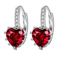 Brincos femininos em forma de coração Zircon Multicolor Fashion Simple Earrings