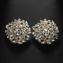 Brincos Femininos Geométricos com Strass - Sem Furar - Para Casamento e Presentes de Natal