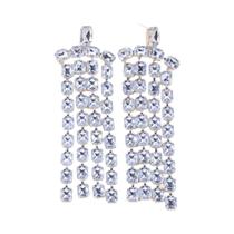 Brincos Femininos Grandes de Cristal com Borla Longa - Joia para Casamento Brincos Femininos Grandes de Cristal com Borla Longa - Joia para Casamento