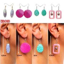 Brincos femininos incríveis 4 pares em diversos tamanhos e cores Brincos femininos incríveis 4 pares em diversos tamanhos e cores