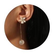 Brincos Femininos Longo Flores Strass Bolinha Mulheres Luxo - Brincos Femininos Longo Flores Strass Bolinha Mulheres Luxo -