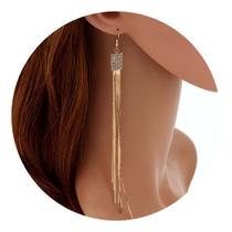 Brincos Femininos Longo Franja Festas Mulher Glamour Luxo