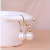 Brincos Femininos Perola Luxo Pino Prata 925 Banho Ouro ou Prata cor:ouro