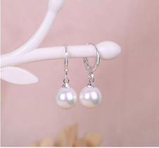 Brincos Femininos Perola Luxo Pino Prata 925 Banho Ouro ou Prata cor:prata Brincos Femininos Perola Luxo Pino Prata 925 Banho Ouro ou Prata cor:prata