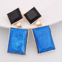 Brincos femininos Quadrado Retangular Grande com dourado Presente para namorada Brincos femininos Quadrado Retangular Grande com dourado Presente para namorada