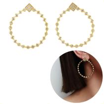 Brincos Femininos Semi Joias Longo Losango Cravejado Banho Ouro 18k Rodio Branco Garantia acessórios casamento noiva festa formatura Brincos Femininos Semi Joias Longo Losango Cravejado Banho Ouro 18k Rodio Branco Garantia acessórios casamento noiva festa formatura