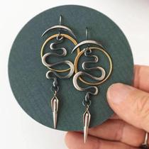 Brincos Femininos Vintage Com Pingente Geométrico Espiral De Cobra Irregular