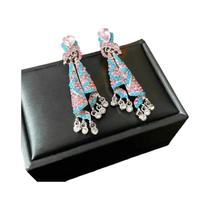 Brincos Femininos Vintage Com Pingente Oval De Franja, Diamante E Agulha Prateada, Estilo Retrô,