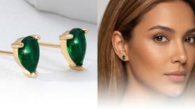 Brincos Femininos Zircônia Cubica Verde Esmeralda Clássica Pino Prata 925 e Banho Ouro Brincos Femininos Zircônia Cubica Verde Esmeralda Clássica Pino Prata 925 e Banho Ouro