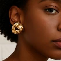 Brincos folheados a ouro e prata abs triangulo maximalista