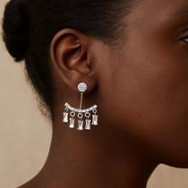 Brincos folheados a ouro e prata com cristal earcuff