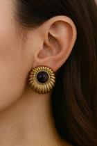 Brincos folheados a ouro e prata disco pedra roxa mescla