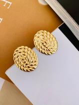 Brincos folheados a Ouro trançado trabalhada modelo oval