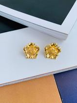 Brincos folheados brincos de Flor dourada trabalhada Brincos folheados brincos de Flor dourada trabalhada