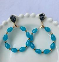 Brincos folheados cravejados com argola de miçangas acrilica Brincos folheados cravejados com argola de miçangas acrilica