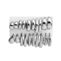 Brincos FOURPG Conjunto de 10 Pares Chunky Prateados Hipoalergênicos Brincos FOURPG Conjunto de 10 Pares Chunky Prateados Hipoalergênicos