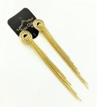 Brincos Franjas Bolinhas Zirconias Banho De Ouro 18k 2278