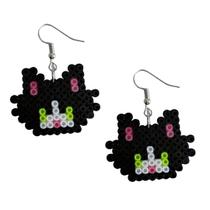 Brincos Gatinho Hama Beads Design Criativo e Divertido