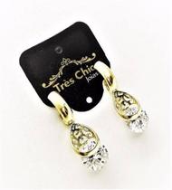 Brincos Gota Rendada Com Encaixe De Zirconia Banho Ouro 18k 1780