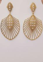 Brincos Grandes Com Micro Zircônias - Banhado A Ouro Brincos Grandes Com Micro Zircônias - Banhado A Ouro