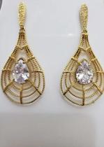 Brincos Grandes Com Pedras Em Zirconia