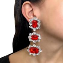 Brincos Grandes De Cristal Vermelho Para Mulheres, Joias De Casamento Africanas Com Strass, Presente