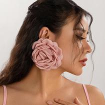 Brincos Grandes de Flor Rosa - Joias de Declaração para Festa e Jantar
