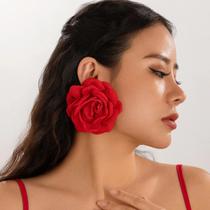 Brincos Grandes de Flor Rosa - Joias de Declaração para Festa e Jantar Brincos Grandes de Flor Rosa - Joias de Declaração para Festa e Jantar