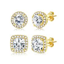 Brincos Hayoso Conjunto de 2 Pares de Brincos de Pino com Banho de Ouro 18K e Prata 925 com Zircônia Cúbica Brincos Hayoso Conjunto de 2 Pares de Brincos de Pino com Banho de Ouro 18K e Prata 925 com Zircônia Cúbica