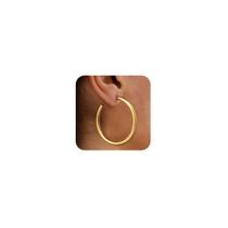 Brincos HEVOCY argolas grossas banhadas a ouro 14K, 50 mm Brincos HEVOCY argolas grossas banhadas a ouro 14K, 50 mm