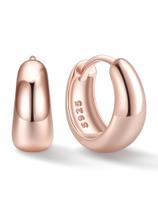 Brincos Huggie Hoop ChicSilver 14K banhados a ouro rosa de 8 mm