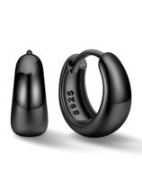Brincos Huggie Hoop ChicSilver Black 925 Sterling Silver 8mm
