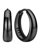 Brincos Huggie Hoop ChicSilver Black 925 Sterling Silver
