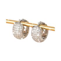 Brincos Huggie Hoop De Cobre Banhados a Ouro Com Zircônia Cúbica Para Mulheres, Joia Circular