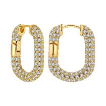 Brincos Huggie Hoop Em Aço Inoxidável Com Zircônia CZ Banhados a Ouro Para Mulheres, Joias