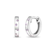 Brincos Huggie Hoop em prata esterlina 925 rosa CZ Dots - In Season Jewelry