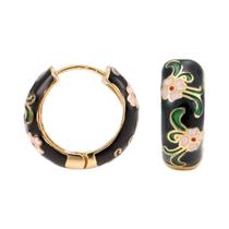 Brincos Huggie Hoop Vintage Boho Com Flores De Esmalte Para Mulheres, Joias Pequenas E Elegantes