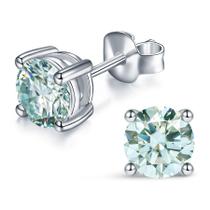Brincos IMOLOVE Blue Moissanite 1CT D cor prata