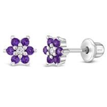 Brincos In Season Jewelry em prata esterlina 925 CZ Purple F